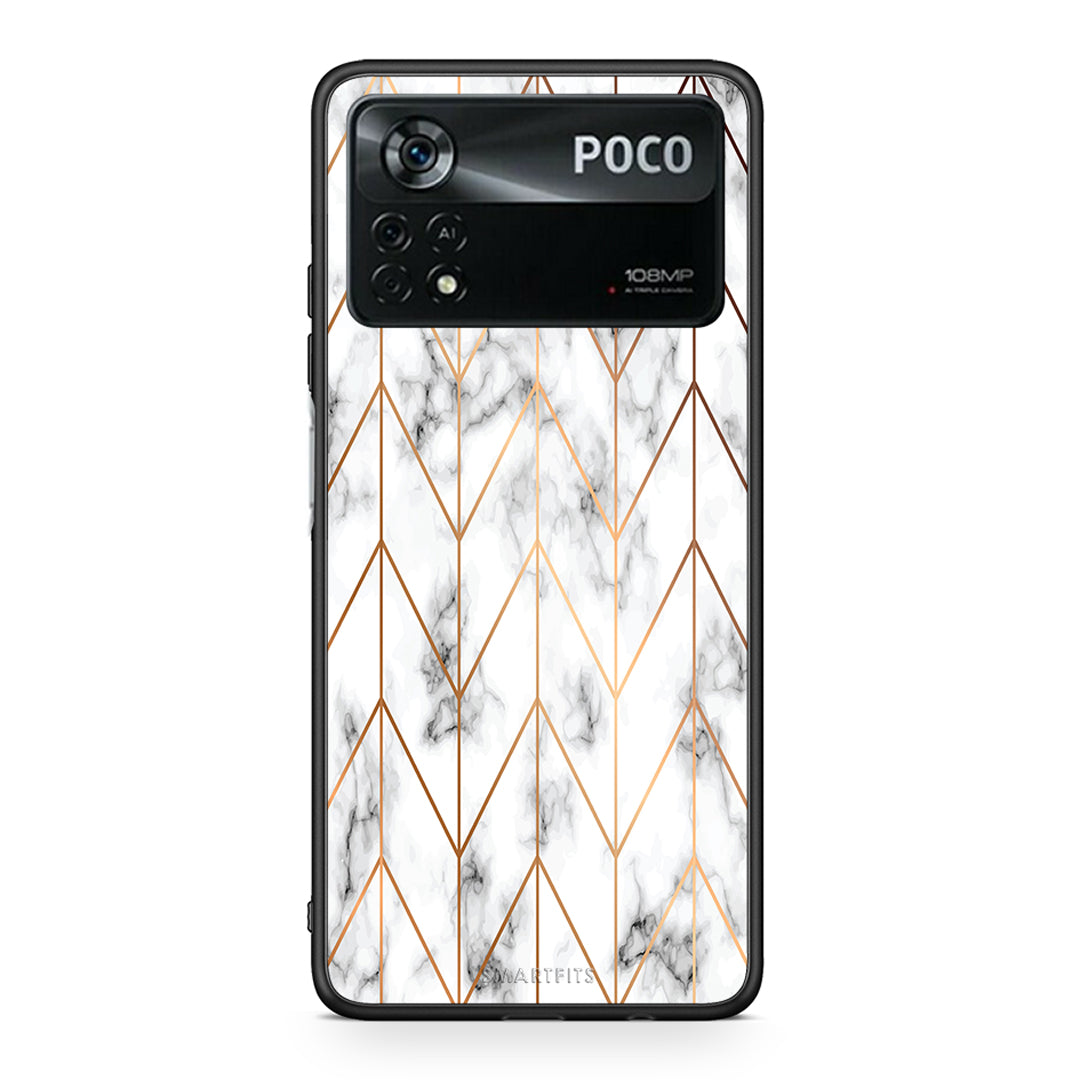 44 - Xiaomi Poco X4 Pro 5G Gold Geometric Marble case, cover, bumper