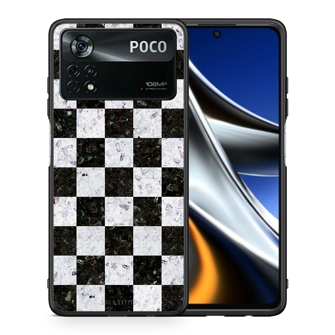 Θήκη Xiaomi Poco X4 Pro 5G Square Geometric Marble από τη Smartfits με σχέδιο στο πίσω μέρος και μαύρο περίβλημα | Xiaomi Poco X4 Pro 5G Square Geometric Marble case with colorful back and black bezels
