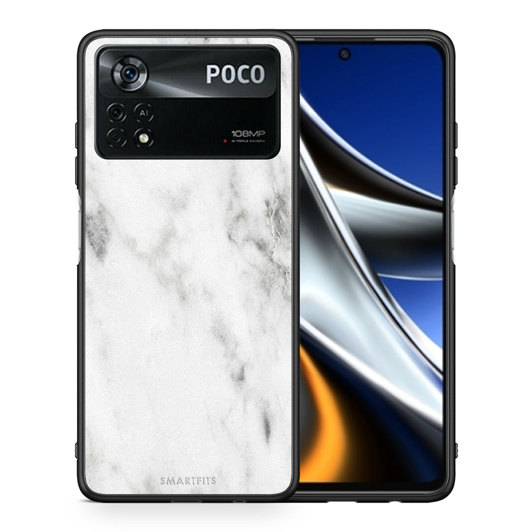 Θήκη Xiaomi Poco X4 Pro 5G White Marble από τη Smartfits με σχέδιο στο πίσω μέρος και μαύρο περίβλημα | Xiaomi Poco X4 Pro 5G White Marble case with colorful back and black bezels