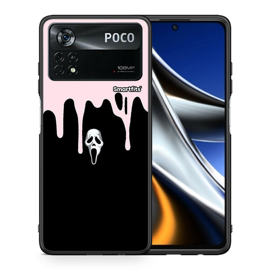Θήκη Xiaomi Poco X4 Pro 5G Melting Halloween Mask από τη Smartfits με σχέδιο στο πίσω μέρος και μαύρο περίβλημα | Xiaomi Poco X4 Pro 5G Melting Halloween Mask case with colorful back and black bezels