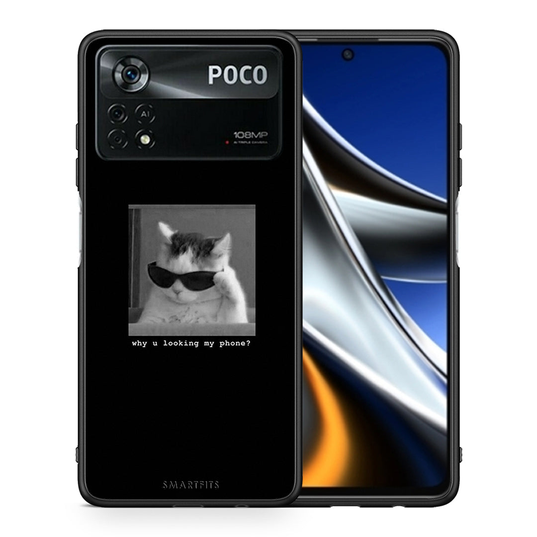 Θήκη Xiaomi Poco X4 Pro 5G Meme Cat από τη Smartfits με σχέδιο στο πίσω μέρος και μαύρο περίβλημα | Xiaomi Poco X4 Pro 5G Meme Cat case with colorful back and black bezels