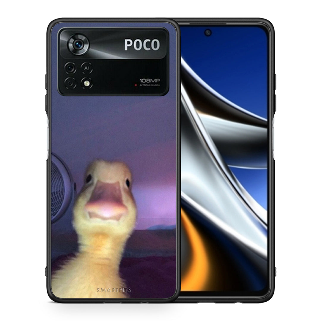 Θήκη Xiaomi Poco X4 Pro 5G Meme Duck από τη Smartfits με σχέδιο στο πίσω μέρος και μαύρο περίβλημα | Xiaomi Poco X4 Pro 5G Meme Duck case with colorful back and black bezels