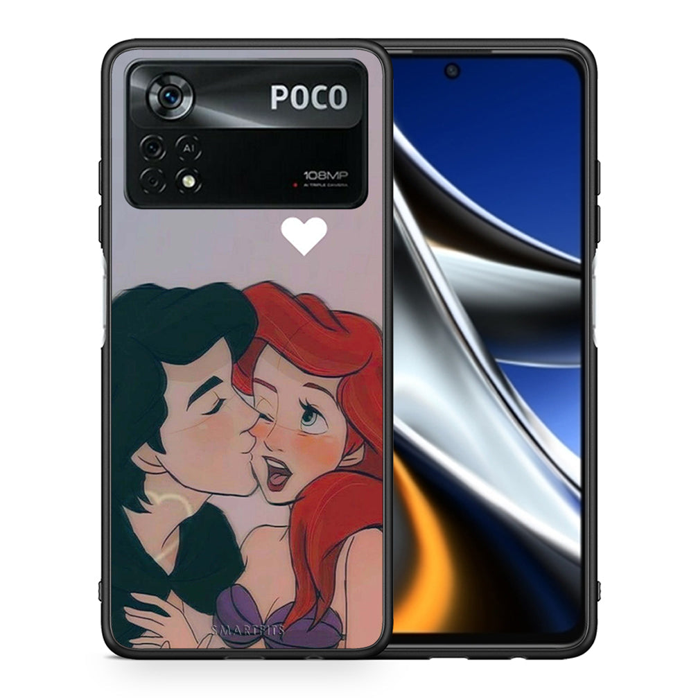 Θήκη Αγίου Βαλεντίνου Xiaomi Poco X4 Pro 5G Mermaid Love από τη Smartfits με σχέδιο στο πίσω μέρος και μαύρο περίβλημα | Xiaomi Poco X4 Pro 5G Mermaid Love case with colorful back and black bezels