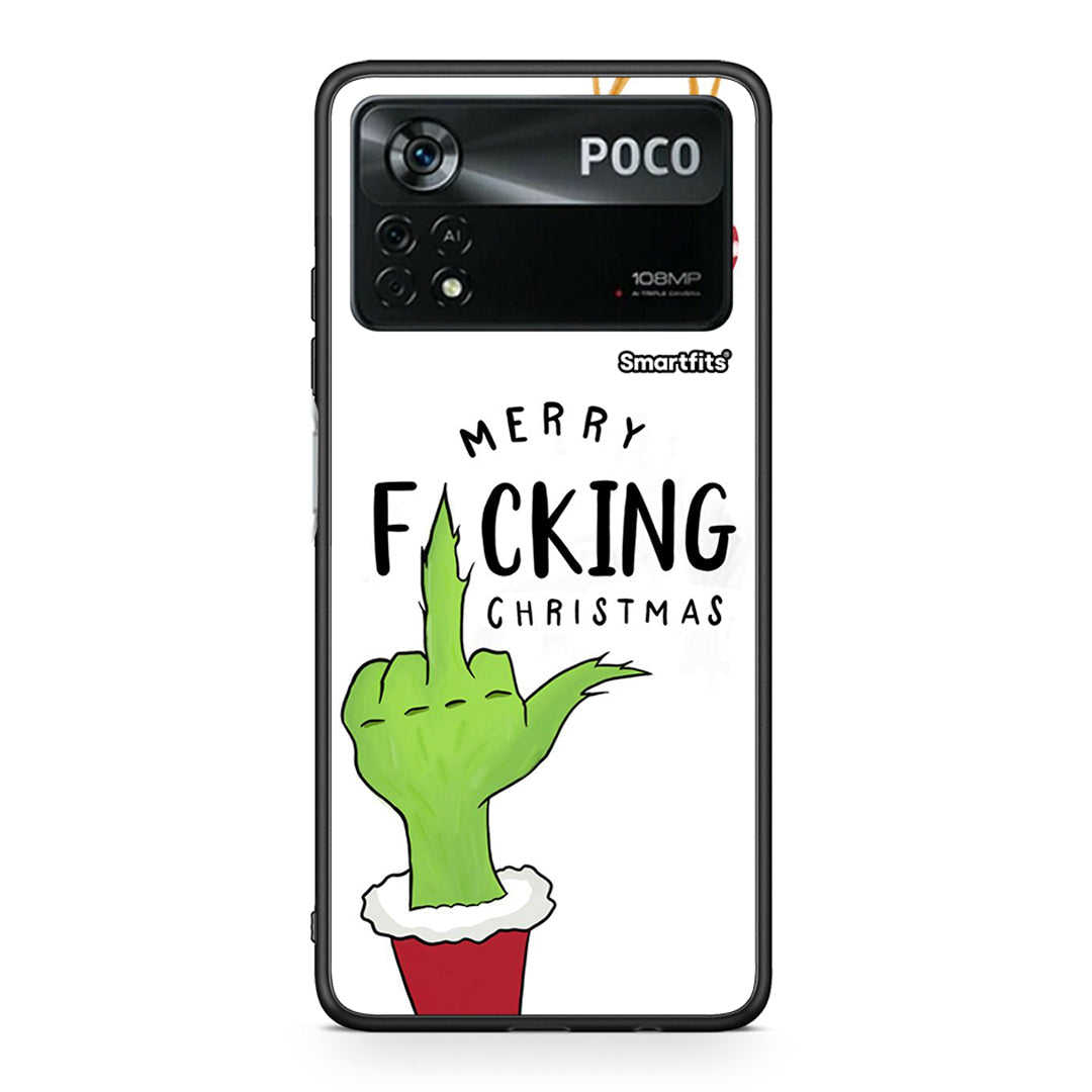 Xiaomi Poco X4 Pro 5G Merry F Xmas θήκη από τη Smartfits με σχέδιο στο πίσω μέρος και μαύρο περίβλημα | Smartphone case with colorful back and black bezels by Smartfits