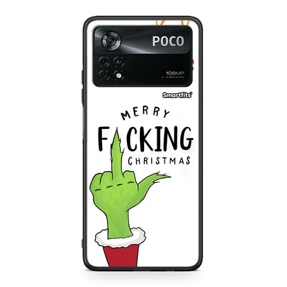 Xiaomi Poco X4 Pro 5G Merry F Xmas θήκη από τη Smartfits με σχέδιο στο πίσω μέρος και μαύρο περίβλημα | Smartphone case with colorful back and black bezels by Smartfits