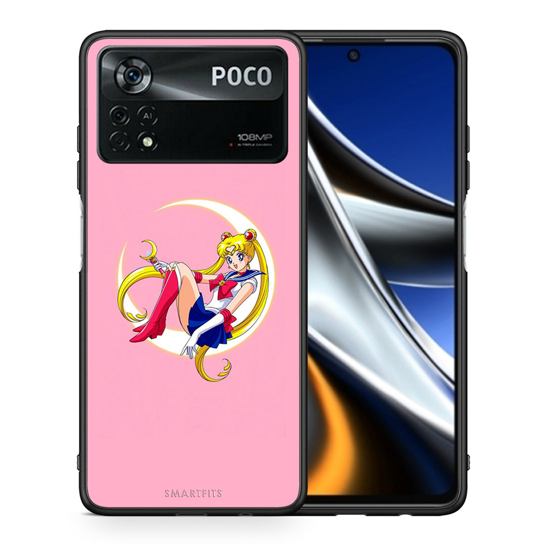 Θήκη Xiaomi Poco X4 Pro 5G Moon Girl από τη Smartfits με σχέδιο στο πίσω μέρος και μαύρο περίβλημα | Xiaomi Poco X4 Pro 5G Moon Girl case with colorful back and black bezels