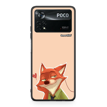 Xiaomi Poco X4 Pro 5G Nick Wilde And Judy Hopps Love 1 θήκη από τη Smartfits με σχέδιο στο πίσω μέρος και μαύρο περίβλημα | Smartphone case with colorful back and black bezels by Smartfits