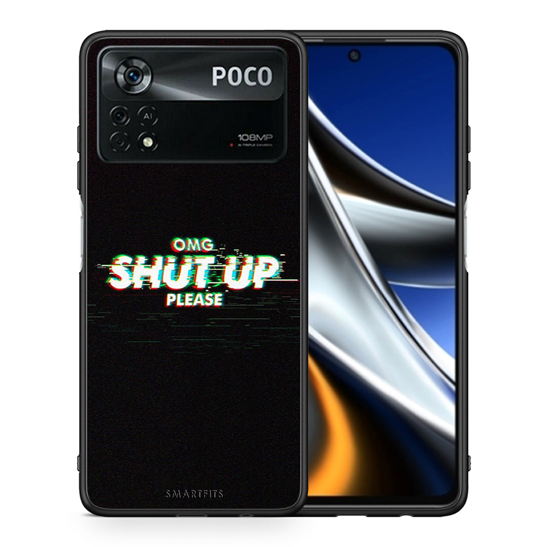 Θήκη Xiaomi Poco X4 Pro 5G OMG ShutUp από τη Smartfits με σχέδιο στο πίσω μέρος και μαύρο περίβλημα | Xiaomi Poco X4 Pro 5G OMG ShutUp case with colorful back and black bezels