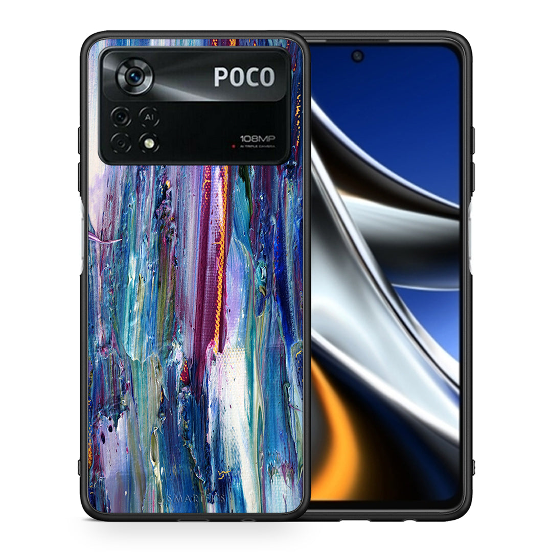 Θήκη Xiaomi Poco X4 Pro 5G Winter Paint από τη Smartfits με σχέδιο στο πίσω μέρος και μαύρο περίβλημα | Xiaomi Poco X4 Pro 5G Winter Paint case with colorful back and black bezels
