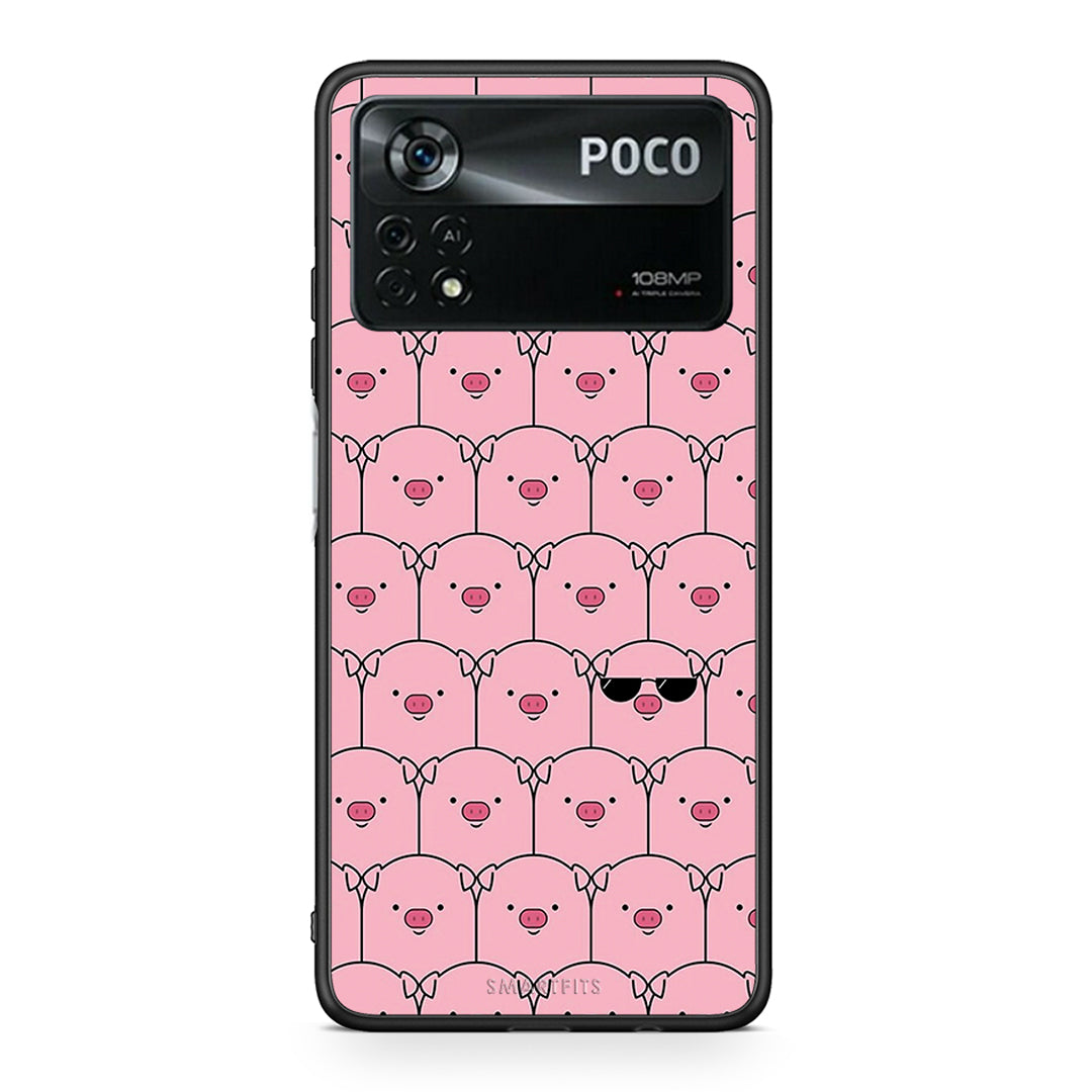 Xiaomi Poco X4 Pro 5G Pig Glasses θήκη από τη Smartfits με σχέδιο στο πίσω μέρος και μαύρο περίβλημα | Smartphone case with colorful back and black bezels by Smartfits