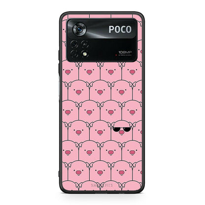 Xiaomi Poco X4 Pro 5G Pig Glasses θήκη από τη Smartfits με σχέδιο στο πίσω μέρος και μαύρο περίβλημα | Smartphone case with colorful back and black bezels by Smartfits