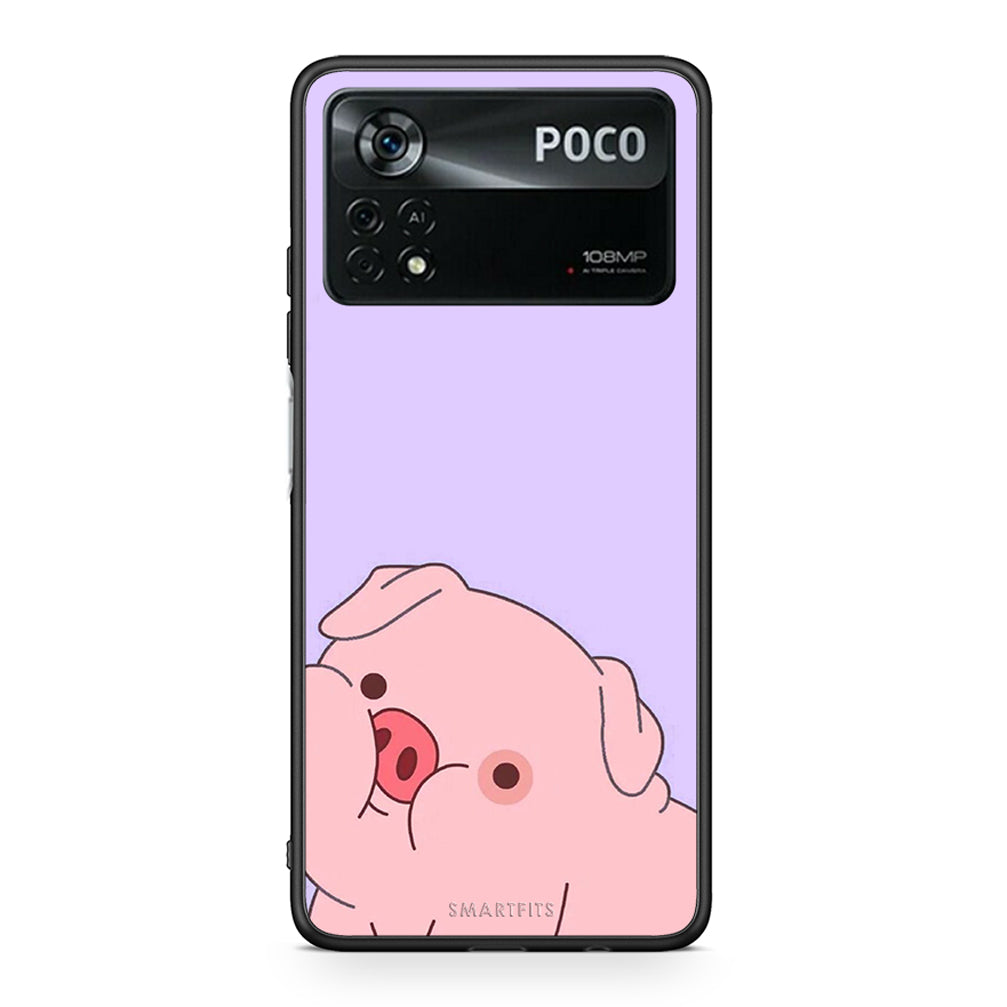 Xiaomi Poco X4 Pro 5G Pig Love 2 Θήκη Αγίου Βαλεντίνου από τη Smartfits με σχέδιο στο πίσω μέρος και μαύρο περίβλημα | Smartphone case with colorful back and black bezels by Smartfits