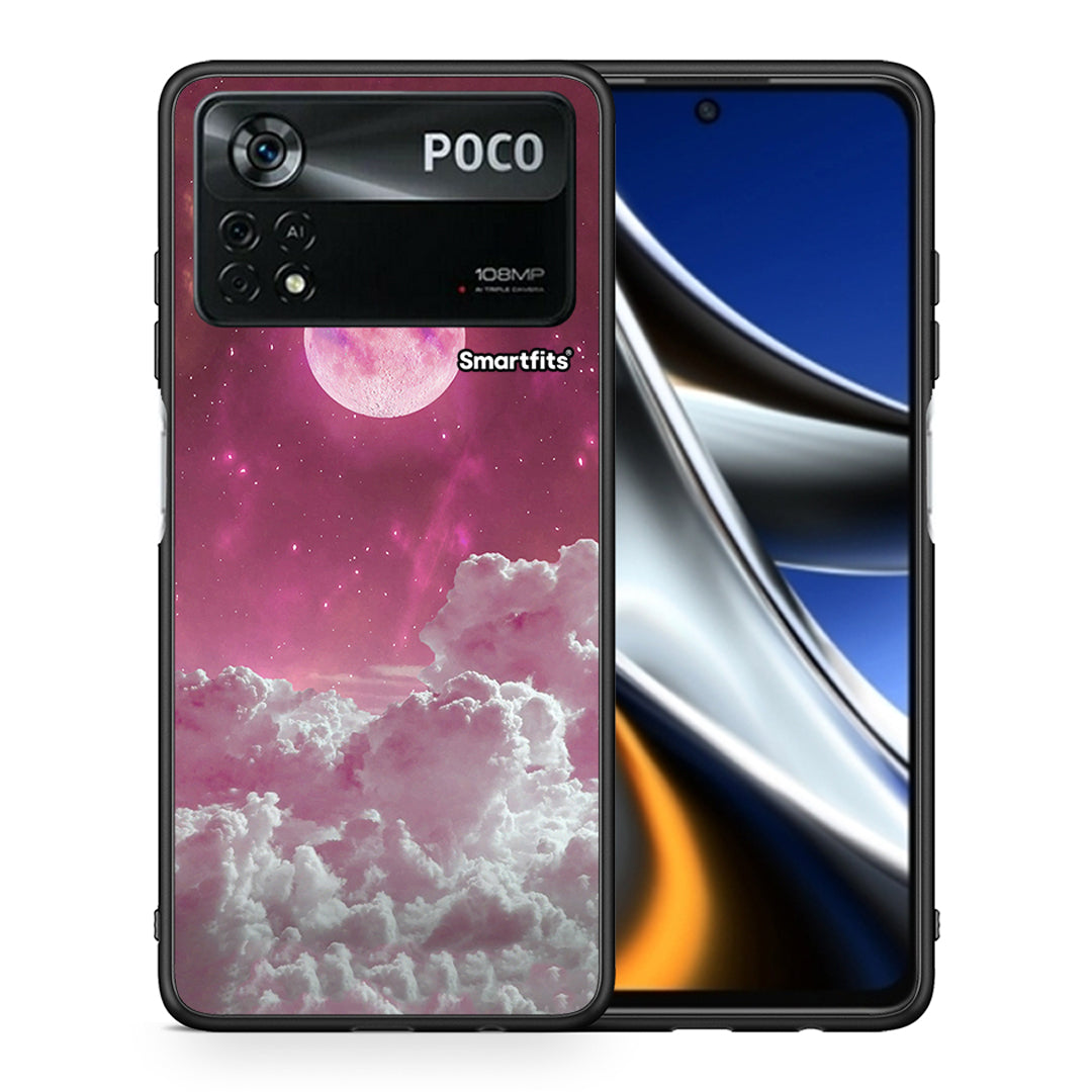 Θήκη Xiaomi Poco X4 Pro 5G Pink Moon από τη Smartfits με σχέδιο στο πίσω μέρος και μαύρο περίβλημα | Xiaomi Poco X4 Pro 5G Pink Moon case with colorful back and black bezels