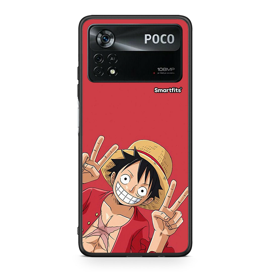 Xiaomi Poco X4 Pro 5G Pirate Luffy Θήκη από τη Smartfits με σχέδιο στο πίσω μέρος και μαύρο περίβλημα | Smartphone case with colorful back and black bezels by Smartfits