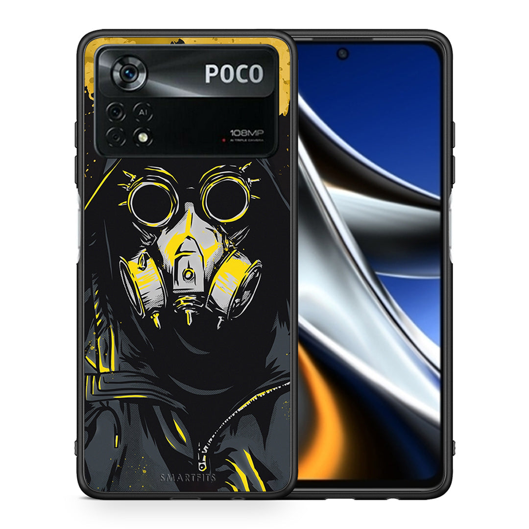 Θήκη Xiaomi Poco X4 Pro 5G Mask PopArt από τη Smartfits με σχέδιο στο πίσω μέρος και μαύρο περίβλημα | Xiaomi Poco X4 Pro 5G Mask PopArt case with colorful back and black bezels