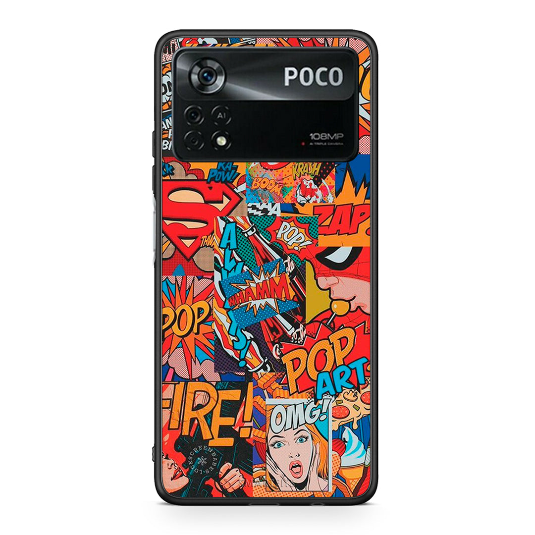 Xiaomi Poco X4 Pro 5G PopArt OMG θήκη από τη Smartfits με σχέδιο στο πίσω μέρος και μαύρο περίβλημα | Smartphone case with colorful back and black bezels by Smartfits