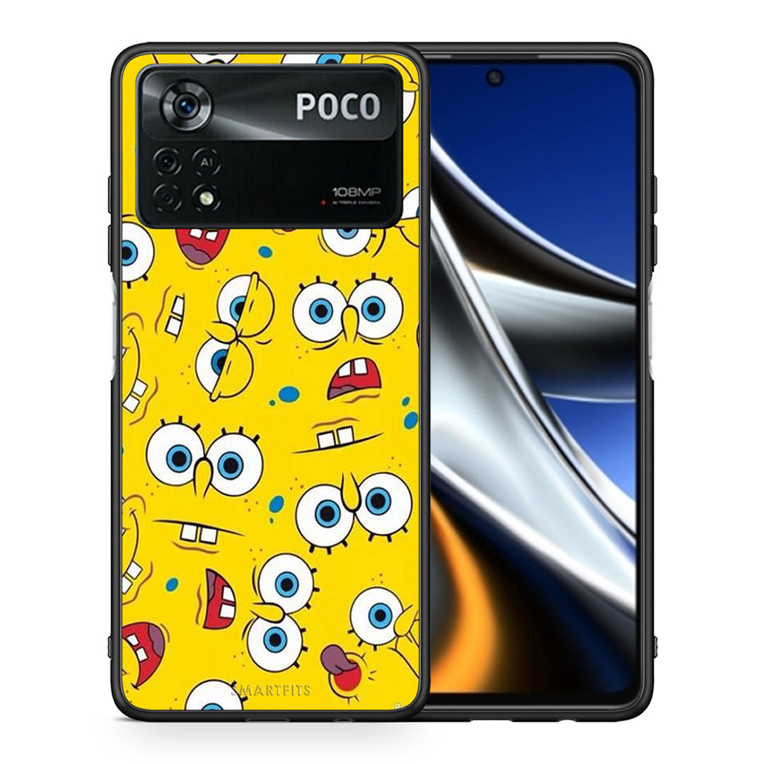Θήκη Xiaomi Poco X4 Pro 5G Sponge PopArt από τη Smartfits με σχέδιο στο πίσω μέρος και μαύρο περίβλημα | Xiaomi Poco X4 Pro 5G Sponge PopArt case with colorful back and black bezels