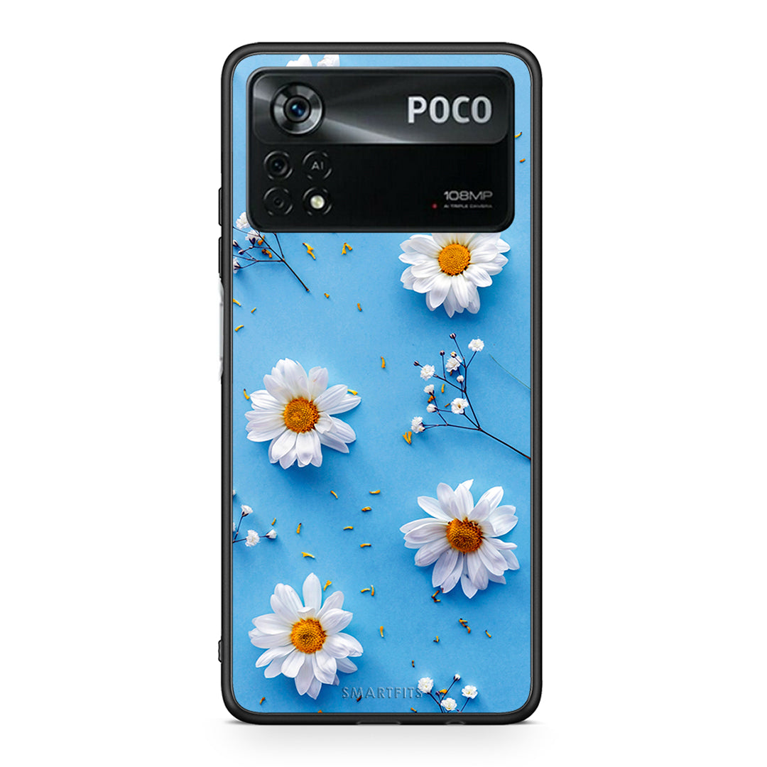 Xiaomi Poco X4 Pro 5G Real Daisies θήκη από τη Smartfits με σχέδιο στο πίσω μέρος και μαύρο περίβλημα | Smartphone case with colorful back and black bezels by Smartfits