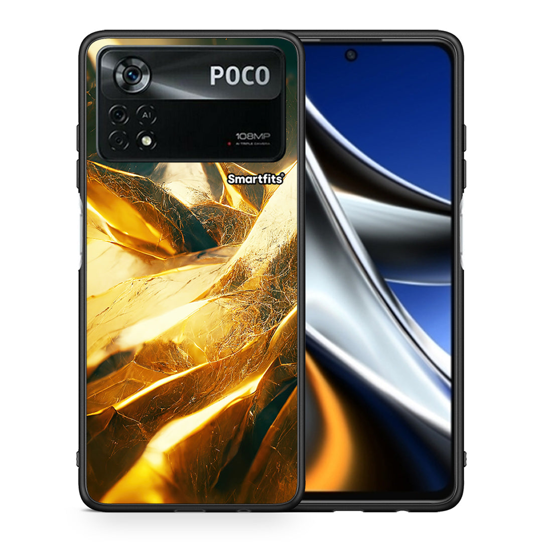 Θήκη Xiaomi Poco X4 Pro 5G Real Gold από τη Smartfits με σχέδιο στο πίσω μέρος και μαύρο περίβλημα | Xiaomi Poco X4 Pro 5G Real Gold case with colorful back and black bezels