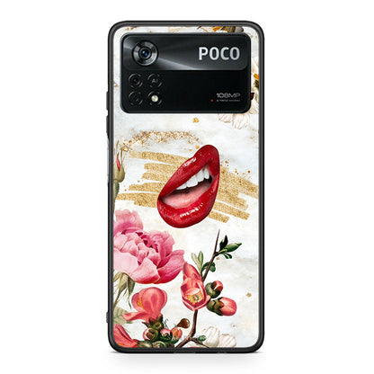 Xiaomi Poco X4 Pro 5G Red Lips θήκη από τη Smartfits με σχέδιο στο πίσω μέρος και μαύρο περίβλημα | Smartphone case with colorful back and black bezels by Smartfits