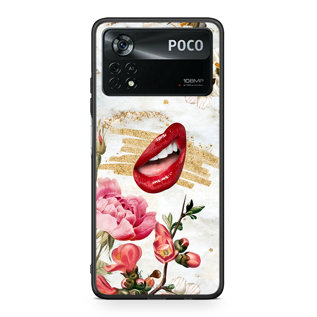Xiaomi Poco X4 Pro 5G Red Lips θήκη από τη Smartfits με σχέδιο στο πίσω μέρος και μαύρο περίβλημα | Smartphone case with colorful back and black bezels by Smartfits