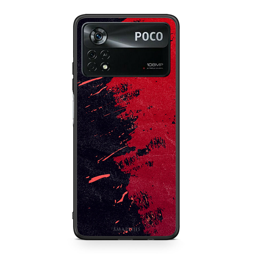 Xiaomi Poco X4 Pro 5G Red Paint Θήκη Αγίου Βαλεντίνου από τη Smartfits με σχέδιο στο πίσω μέρος και μαύρο περίβλημα | Smartphone case with colorful back and black bezels by Smartfits