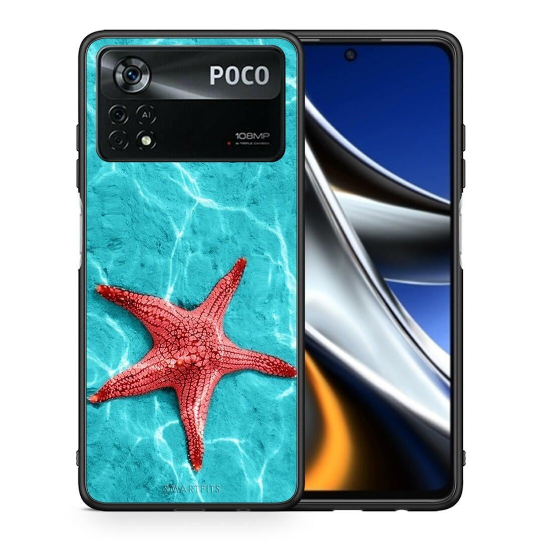 Θήκη Xiaomi Poco X4 Pro 5G Red Starfish από τη Smartfits με σχέδιο στο πίσω μέρος και μαύρο περίβλημα | Xiaomi Poco X4 Pro 5G Red Starfish case with colorful back and black bezels