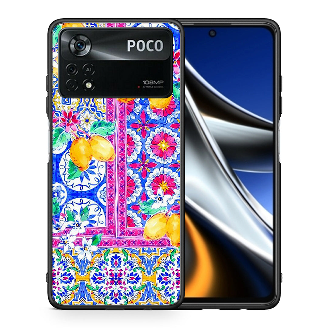 Θήκη Xiaomi Poco X4 Pro 5G Retro Spring από τη Smartfits με σχέδιο στο πίσω μέρος και μαύρο περίβλημα | Xiaomi Poco X4 Pro 5G Retro Spring case with colorful back and black bezels