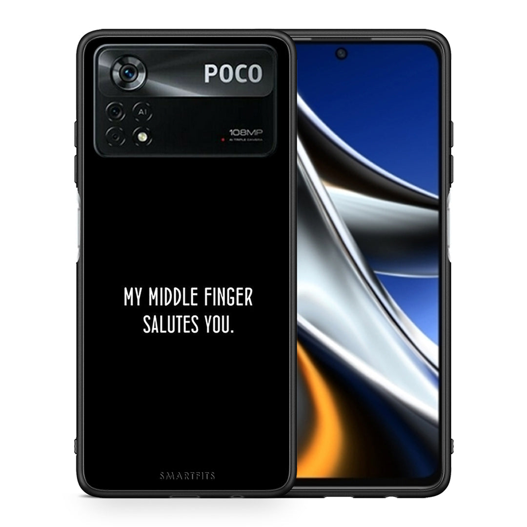Θήκη Xiaomi Poco X4 Pro 5G Salute από τη Smartfits με σχέδιο στο πίσω μέρος και μαύρο περίβλημα | Xiaomi Poco X4 Pro 5G Salute case with colorful back and black bezels