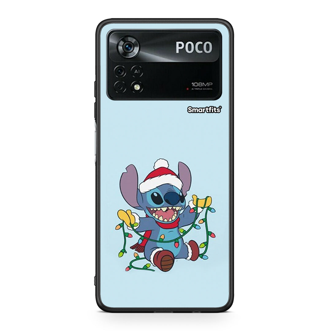 Xiaomi Poco X4 Pro 5G Santa Stich θήκη από τη Smartfits με σχέδιο στο πίσω μέρος και μαύρο περίβλημα | Smartphone case with colorful back and black bezels by Smartfits