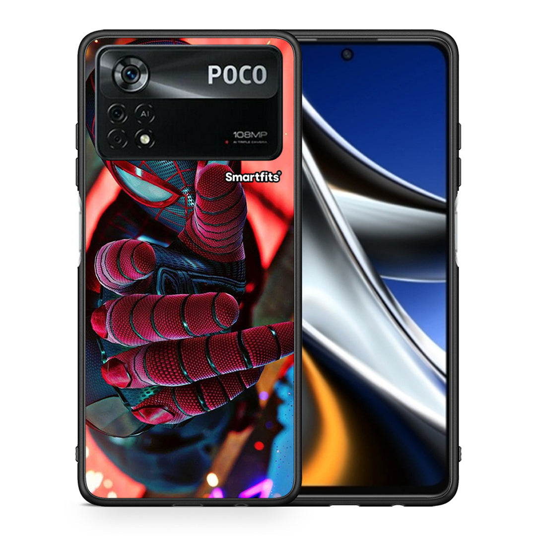 Θήκη Xiaomi Poco X4 Pro 5G Spider Hand από τη Smartfits με σχέδιο στο πίσω μέρος και μαύρο περίβλημα | Xiaomi Poco X4 Pro 5G Spider Hand case with colorful back and black bezels