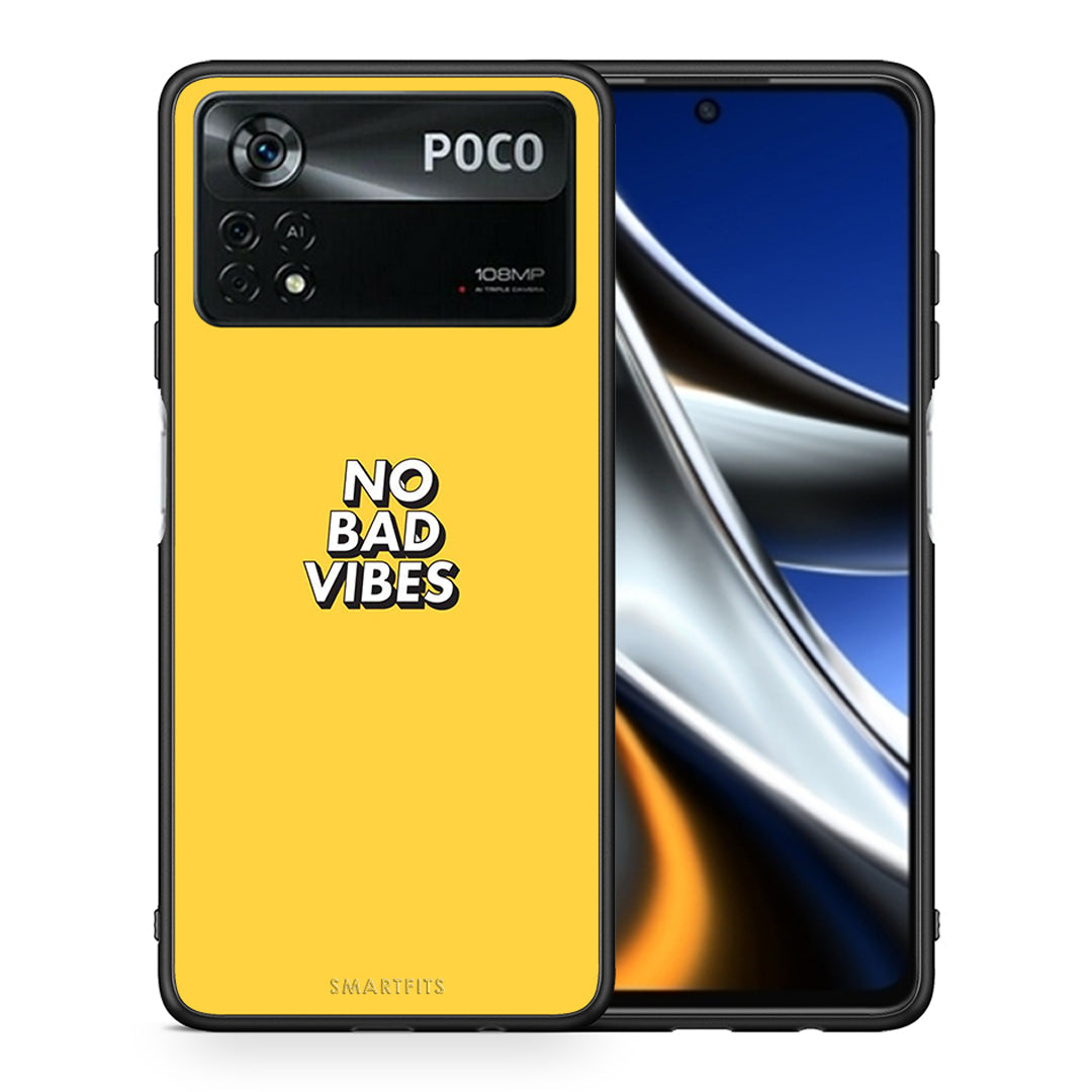 Θήκη Xiaomi Poco X4 Pro 5G Vibes Text από τη Smartfits με σχέδιο στο πίσω μέρος και μαύρο περίβλημα | Xiaomi Poco X4 Pro 5G Vibes Text case with colorful back and black bezels