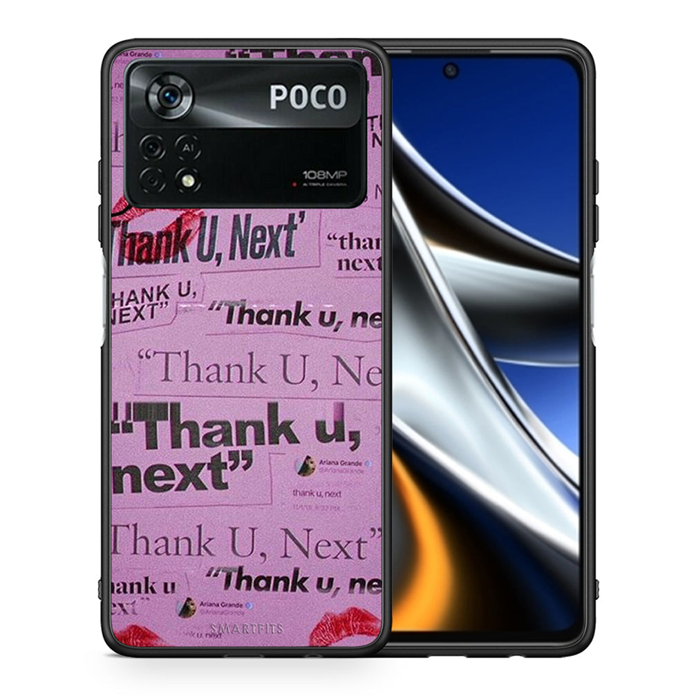 Θήκη Αγίου Βαλεντίνου Xiaomi Poco X4 Pro 5G Thank You Next από τη Smartfits με σχέδιο στο πίσω μέρος και μαύρο περίβλημα | Xiaomi Poco X4 Pro 5G Thank You Next case with colorful back and black bezels