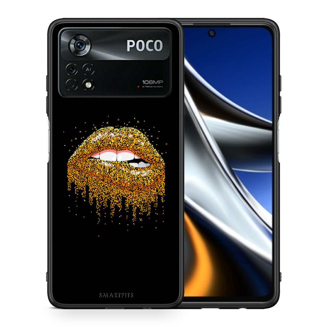 Θήκη Xiaomi Poco X4 Pro 5G Golden Valentine από τη Smartfits με σχέδιο στο πίσω μέρος και μαύρο περίβλημα | Xiaomi Poco X4 Pro 5G Golden Valentine case with colorful back and black bezels