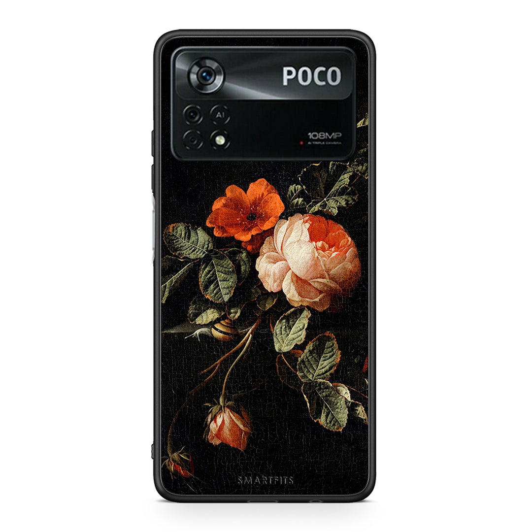 Xiaomi Poco X4 Pro 5G Vintage Roses θήκη από τη Smartfits με σχέδιο στο πίσω μέρος και μαύρο περίβλημα | Smartphone case with colorful back and black bezels by Smartfits