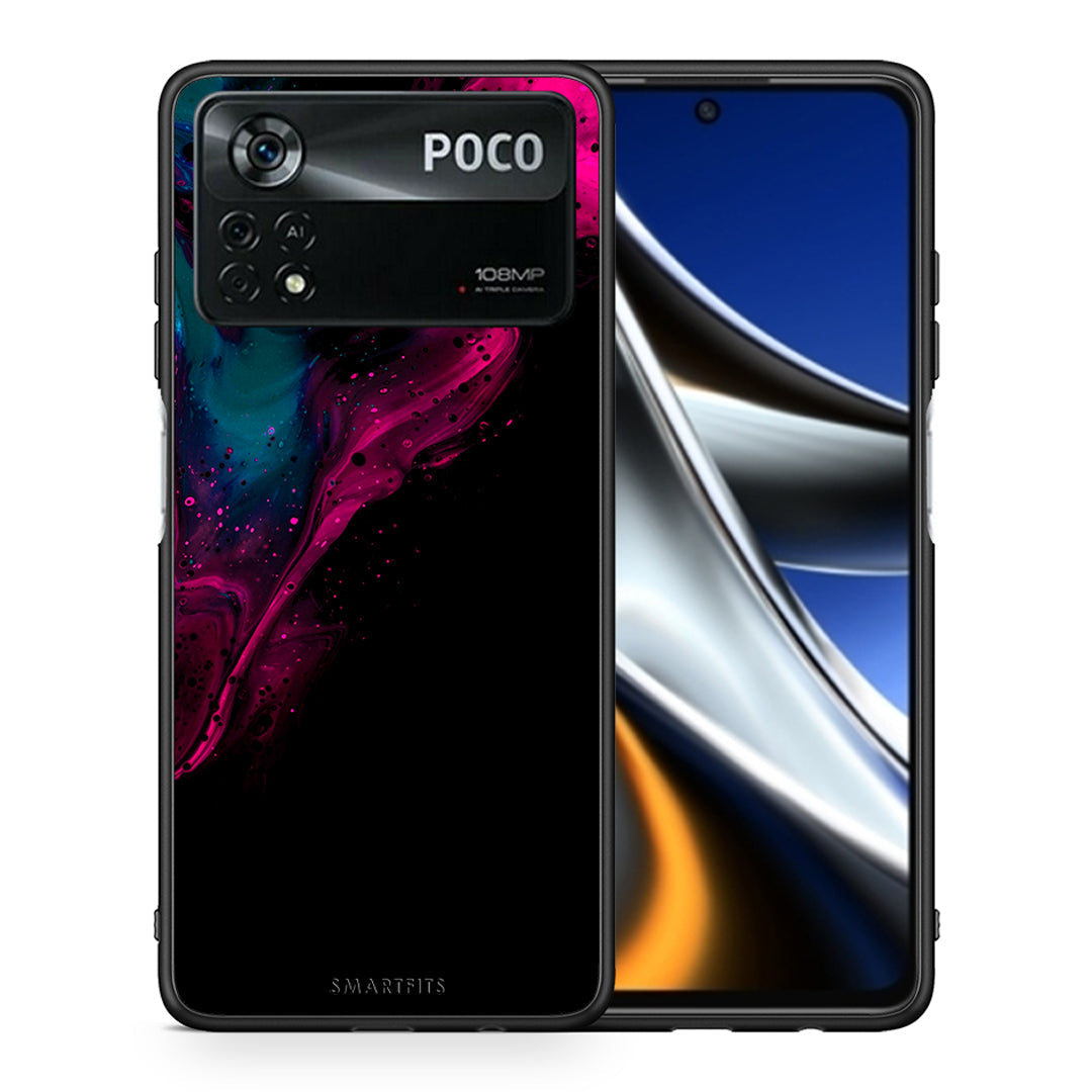 Θήκη Xiaomi Poco X4 Pro 5G Pink Black Watercolor από τη Smartfits με σχέδιο στο πίσω μέρος και μαύρο περίβλημα | Xiaomi Poco X4 Pro 5G Pink Black Watercolor case with colorful back and black bezels
