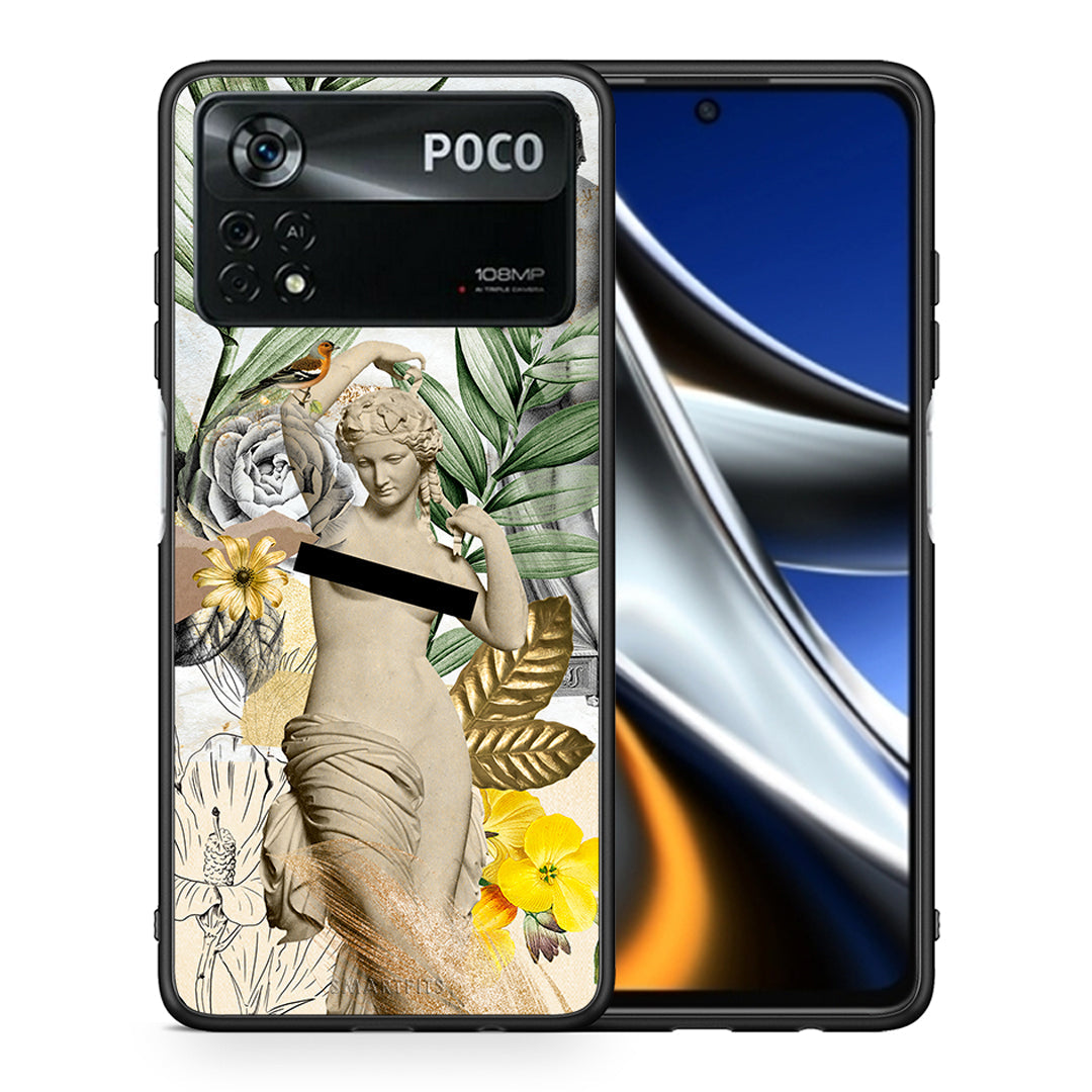 Θήκη Xiaomi Poco X4 Pro 5G Woman Statue από τη Smartfits με σχέδιο στο πίσω μέρος και μαύρο περίβλημα | Xiaomi Poco X4 Pro 5G Woman Statue case with colorful back and black bezels