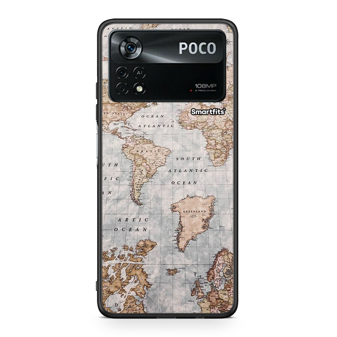 Xiaomi Poco X4 Pro 5G World Map Θήκη από τη Smartfits με σχέδιο στο πίσω μέρος και μαύρο περίβλημα | Smartphone case with colorful back and black bezels by Smartfits