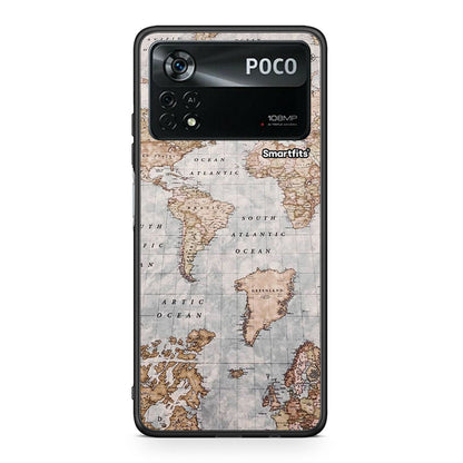 Xiaomi Poco X4 Pro 5G World Map Θήκη από τη Smartfits με σχέδιο στο πίσω μέρος και μαύρο περίβλημα | Smartphone case with colorful back and black bezels by Smartfits