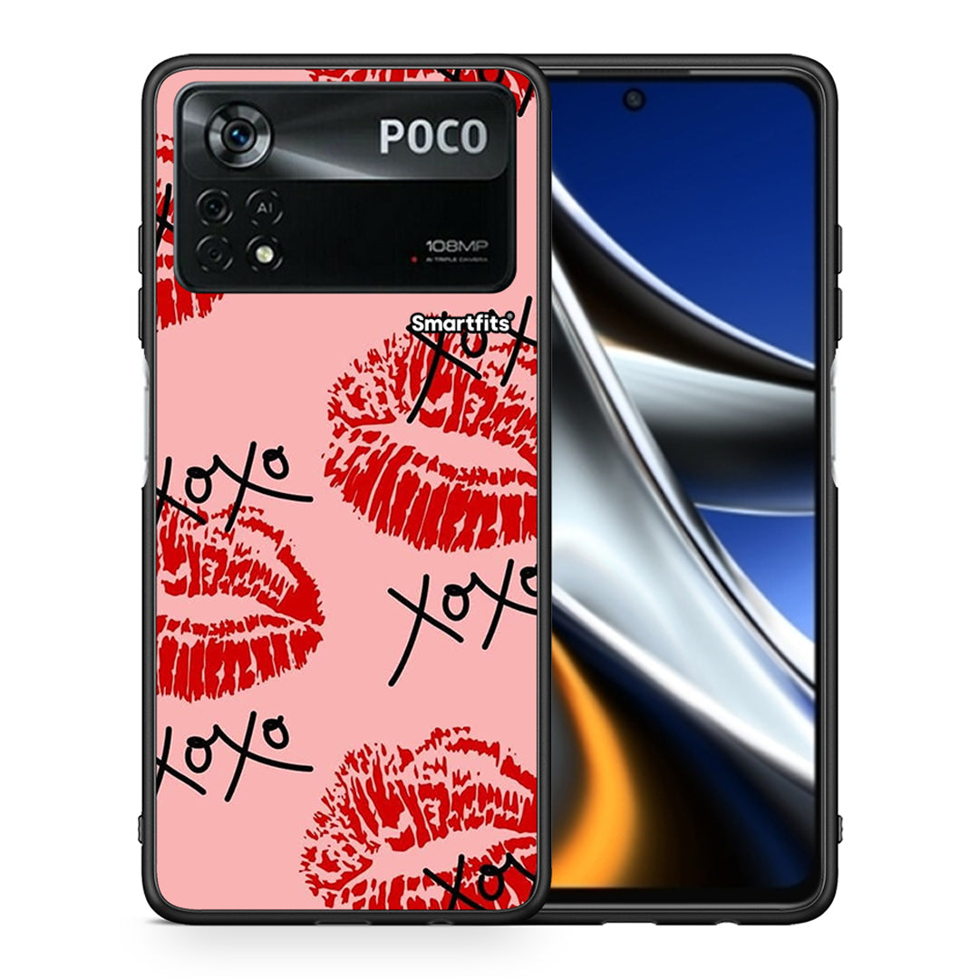 Θήκη Xiaomi Poco X4 Pro 5G XOXO Lips από τη Smartfits με σχέδιο στο πίσω μέρος και μαύρο περίβλημα | Xiaomi Poco X4 Pro 5G XOXO Lips case with colorful back and black bezels