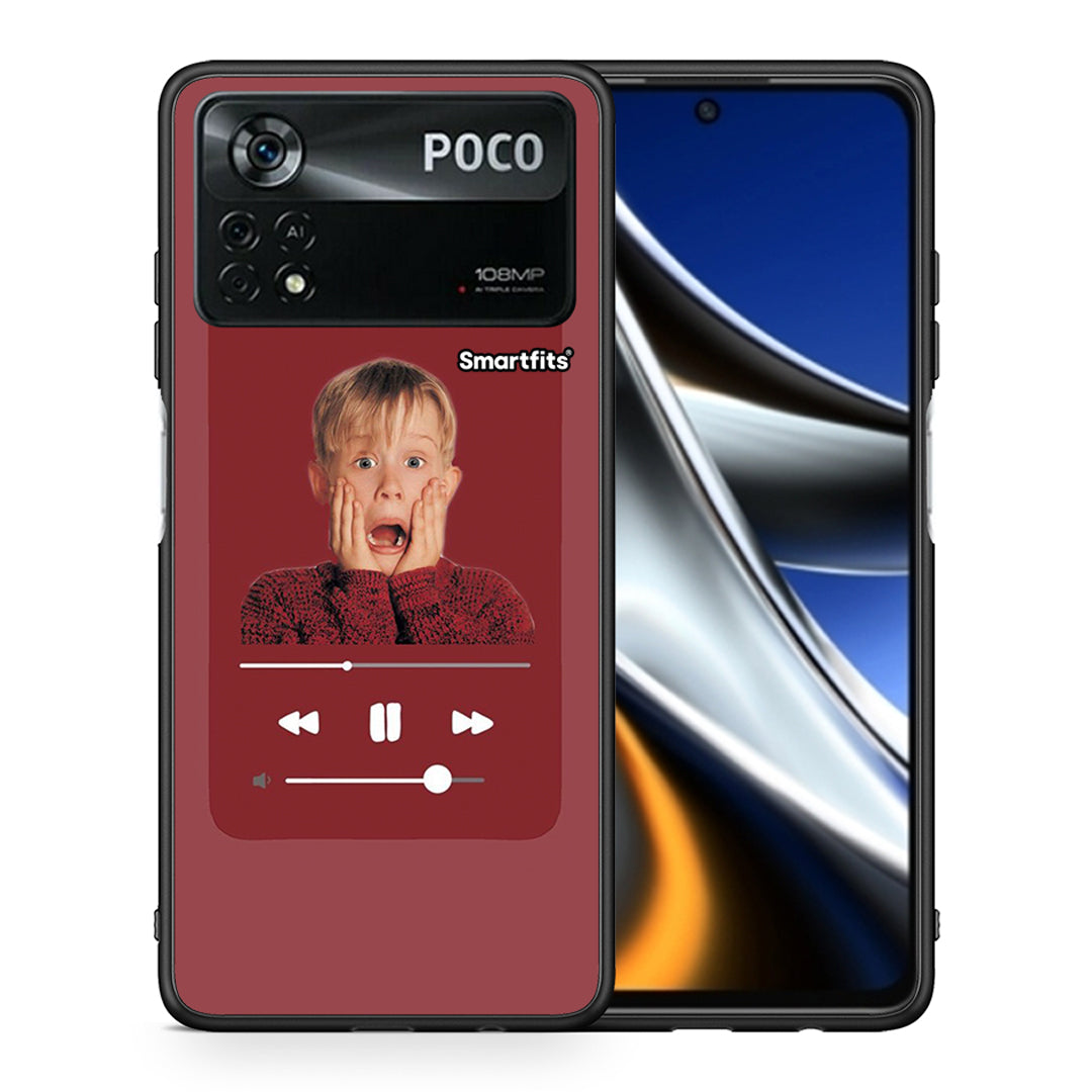 Θήκη Xiaomi Poco X4 Pro 5G Xmas Alone Music από τη Smartfits με σχέδιο στο πίσω μέρος και μαύρο περίβλημα | Xiaomi Poco X4 Pro 5G Xmas Alone Music case with colorful back and black bezels