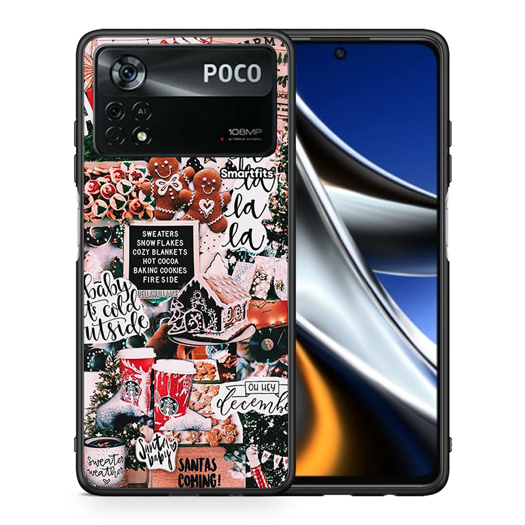 Θήκη Xiaomi Poco X4 Pro 5G Xmas Habbits από τη Smartfits με σχέδιο στο πίσω μέρος και μαύρο περίβλημα | Xiaomi Poco X4 Pro 5G Xmas Habbits case with colorful back and black bezels