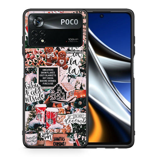 Θήκη Xiaomi Poco X4 Pro 5G Xmas Habbits από τη Smartfits με σχέδιο στο πίσω μέρος και μαύρο περίβλημα | Xiaomi Poco X4 Pro 5G Xmas Habbits case with colorful back and black bezels