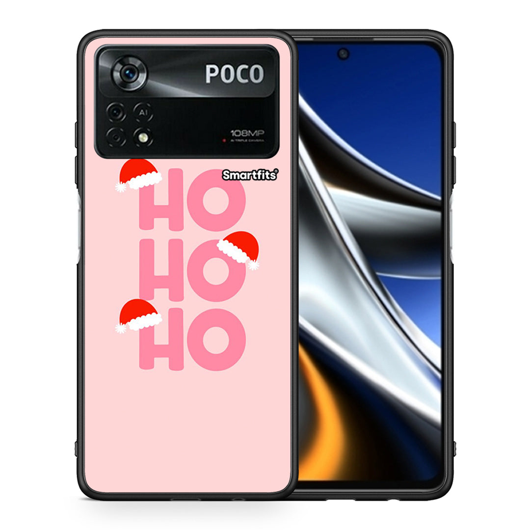 Θήκη Xiaomi Poco X4 Pro 5G Xmas Ho Ho Ho από τη Smartfits με σχέδιο στο πίσω μέρος και μαύρο περίβλημα | Xiaomi Poco X4 Pro 5G Xmas Ho Ho Ho case with colorful back and black bezels
