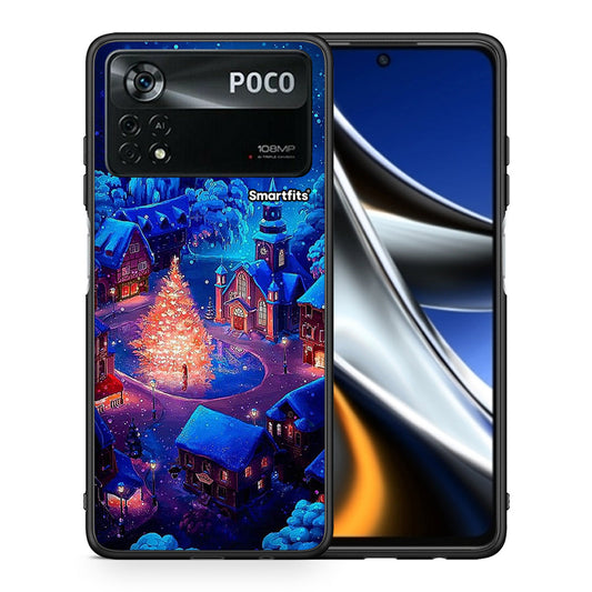 Θήκη Xiaomi Poco X4 Pro 5G Xmas Village από τη Smartfits με σχέδιο στο πίσω μέρος και μαύρο περίβλημα | Xiaomi Poco X4 Pro 5G Xmas Village case with colorful back and black bezels
