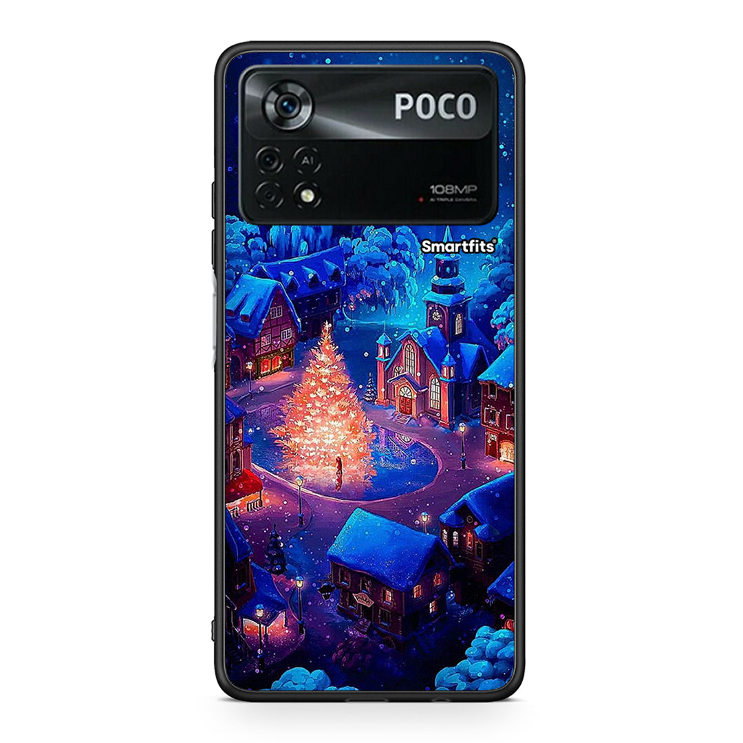 Xiaomi Poco X4 Pro 5G Xmas Village θήκη από τη Smartfits με σχέδιο στο πίσω μέρος και μαύρο περίβλημα | Smartphone case with colorful back and black bezels by Smartfits