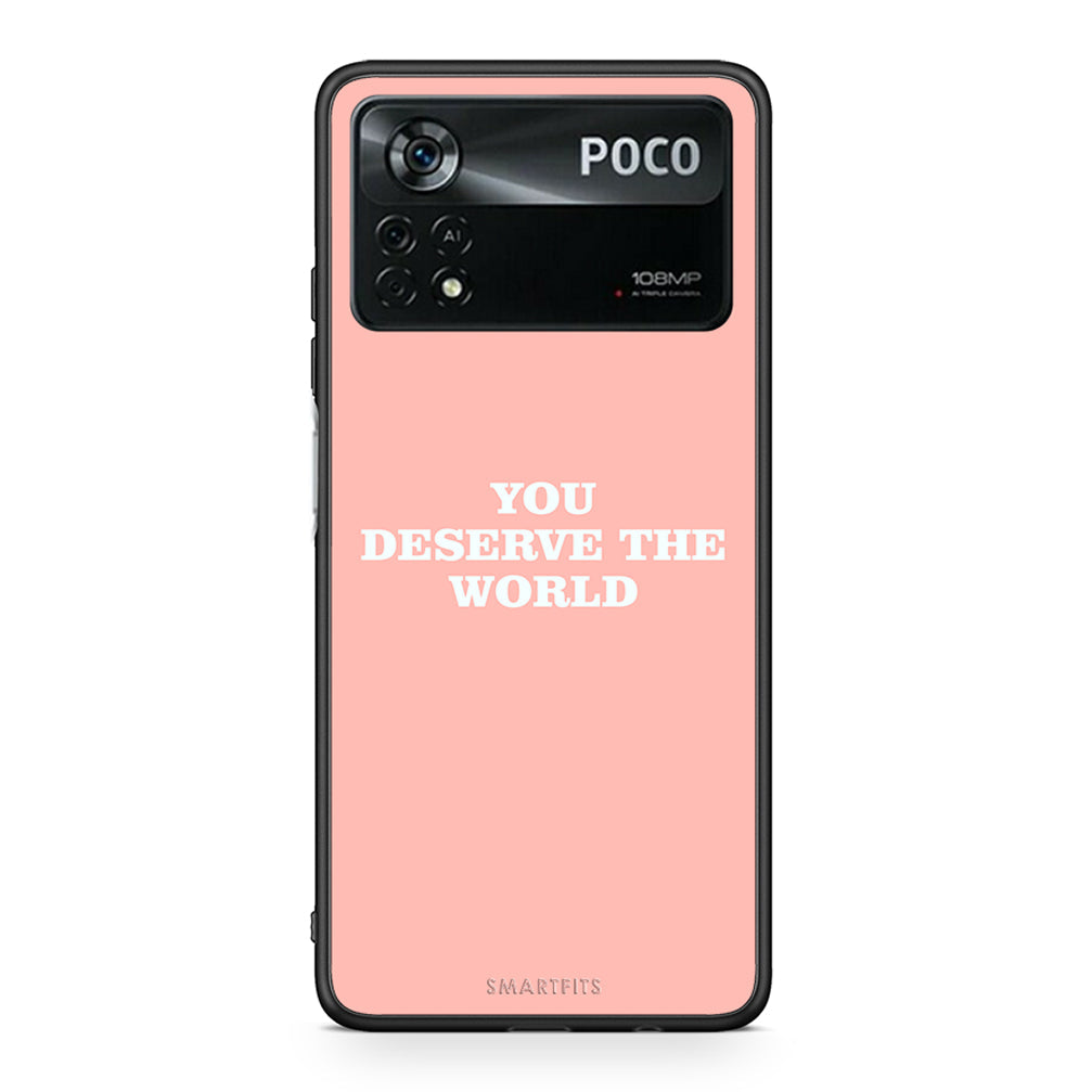 Xiaomi Poco X4 Pro 5G You Deserve The World Θήκη Αγίου Βαλεντίνου από τη Smartfits με σχέδιο στο πίσω μέρος και μαύρο περίβλημα | Smartphone case with colorful back and black bezels by Smartfits