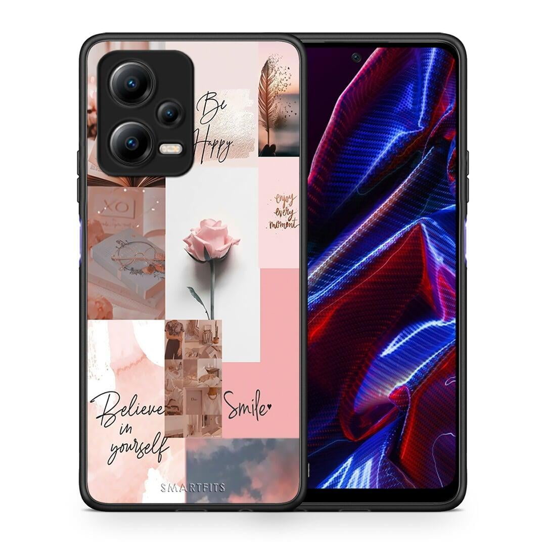 Θήκη Xiaomi Poco X5 5G Dual Aesthetic Collage από τη Smartfits με σχέδιο στο πίσω μέρος και μαύρο περίβλημα | Xiaomi Poco X5 5G Dual Aesthetic Collage Case with Colorful Back and Black Bezels