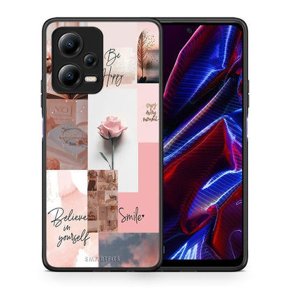 Θήκη Xiaomi Poco X5 5G Dual Aesthetic Collage από τη Smartfits με σχέδιο στο πίσω μέρος και μαύρο περίβλημα | Xiaomi Poco X5 5G Dual Aesthetic Collage Case with Colorful Back and Black Bezels