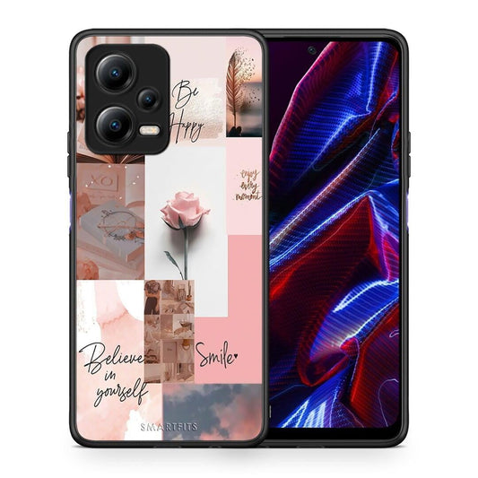 Θήκη Xiaomi Poco X5 5G Dual Aesthetic Collage από τη Smartfits με σχέδιο στο πίσω μέρος και μαύρο περίβλημα | Xiaomi Poco X5 5G Dual Aesthetic Collage Case with Colorful Back and Black Bezels